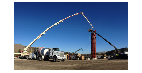 Concrete boom filling a column