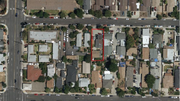 aerial shot of city block