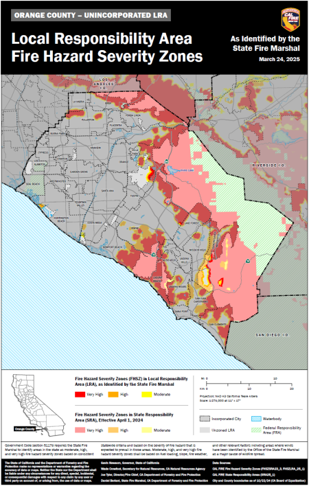 OC Very High Fire Hazard Severity Zone Map
